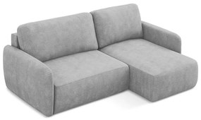 Svetlosivá ženilková rozkladacia/s úložným priestorom rohová pohovka (pravý roh/s leňoškou) Lilo – Makamii