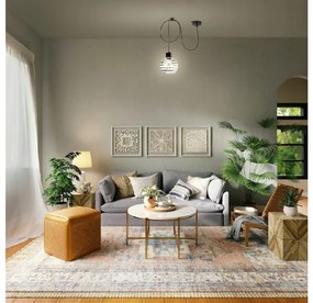 BERGE Sklenená LED závesná lampa SPIDER 1xE27 - gulička s horizontálnymi pruhmi