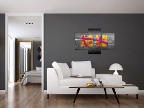 Obraz farebných štvorcov na čiernom pozadí (90x60 cm)