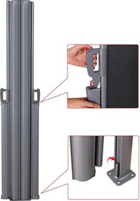 Obojstranná, výsuvná markíza 160cm x 600cm, šedá