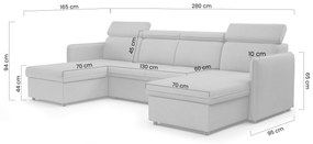 Rozkladacia rohová sedacia súprava Barcelia U - béžová látka Asti 03