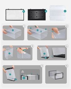 Úložný box Bill, sada 18ks, 23x14x33 cm, čierna