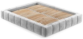 Svetlosivá čalúnená dvojlôžková posteľ s úložným priestorom s roštom 160x200 cm Aruba L – Maison de Rêve