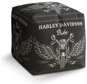 Taburet Cube Harley-Davidson s krídlami, čierna