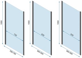 Rea Rapid Fold, 3-stenový sprchovací kút 80 (dvere) x 100 (stena) x 100 (stena) x 195 cm, 6/4mm číre sklo, zlatý lesklý profil, KPL-09402