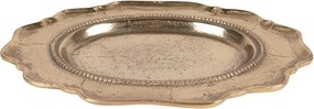 Zlatá antik dekoračná oválna miska podnos Raw Gold - 31*22*3 cm