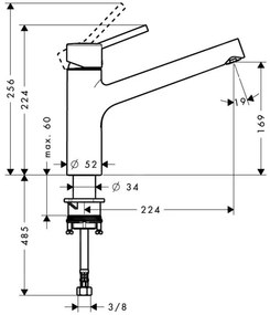 Hansgrohe Talis M52, páková drezová batéria 170, vzhľad nerezový 32851800