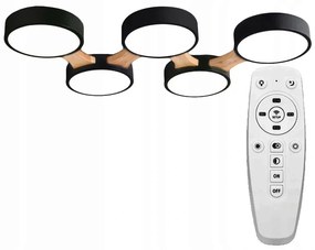 Toolight, LED stropné svietidlo 65x48x4,5cm + diaľkové ovládanie APP526-5C, čierna, OSW-08468