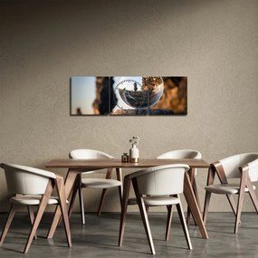 Obraz lupy a krajiny (s hodinami) (90x30 cm)