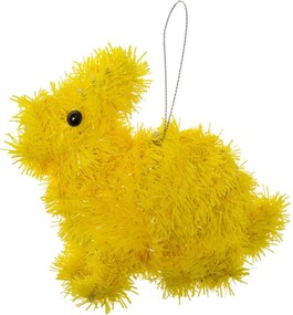 Žltá závesná plastová dekorácia králik - 11*5*14 cm
