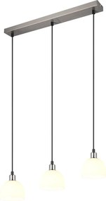 Závesné stropné osvetlenie Molly, matný nikel/biele sklo