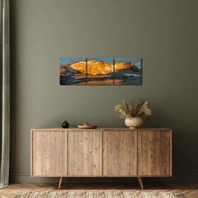 Obraz vysokohorskej krajiny (s hodinami) (90x30 cm)