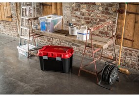 Červeno-čierny plastový úložný box s vekom 59x39,5x36 cm Totem – Curver