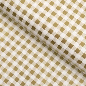 PVC obrus Zlato-biele kocky PV-117 - metráž š. 140 cm