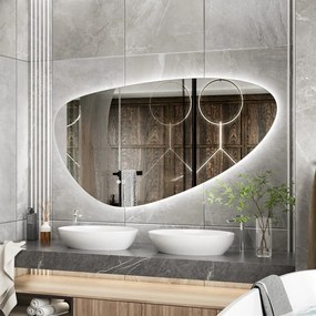 Erga Amelia, asymetrické LED zrkadlo 140x75 cm, 4477 lm, 3 farby svetla, zadné osvetlenie, ERG-V01-407-1475-00