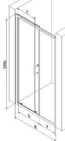 Mexen Apia, posuvné dvere do otvoru 105 x 190 cm, 6mm číre sklo, čierny profil, 845-105-000-70-00