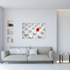 Obraz abstrakcie - kocky s guľou (90x60 cm)