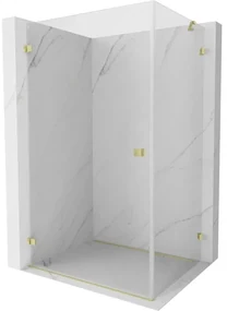 Mexen Lunar-B, výklopný sprchový kút ľavý 90 x 70 cm, 8mm číre sklo, zlatý kartáčovaný - 832-090-070-55-00-L