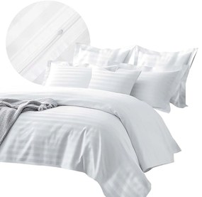 BAMBUSOVÉ OBLIEČKY STRIPE WHITE 200X220 CM, 2KS 70X80 CM, 4 KS 40X40 CM BIELE