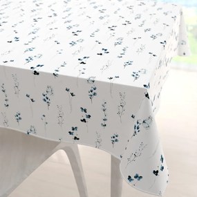 Biante Bavlnený štvorcový obrus Sandra SA-398 Modré kvietky s motýlikmi 140x140 cm