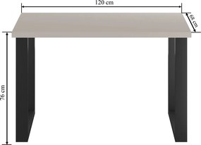 Vintino Jedálenský stôl ALVARO 120 × 68 cm – kašmír / čierna oceľ