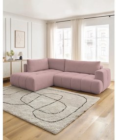 Ružová rozkladacia/s úložným priestorom rohová pohovka (ľavý roh/do L) Fuji – Bobochic Paris