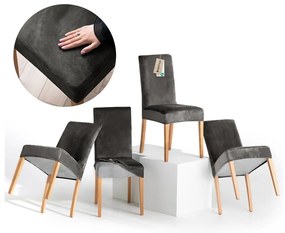 Sivé napínacie poťahy v súprave 4 ks na stoličku 48 cm Sento – Restilo