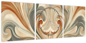 Obraz - Vír v zemitých farbách (s hodinami) (90x30 cm)