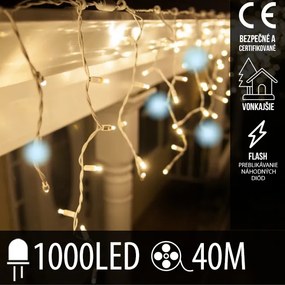 Vianočná led svetelná záclona vonkajšia flash - 1000led - 40m teplá biela / studená biela