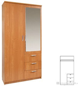 Šatníková skriňa Pembury 100/40 (so zrkadlom). Vlastná spoľahlivá doprava až k Vám domov. 746575