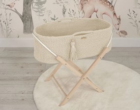 My Sweet Baby Mojžišov kôš BOHO Handmade so stojanom - krémový