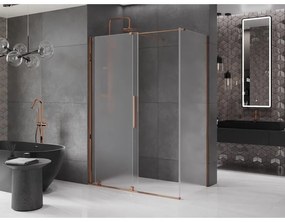 Mexen Velar, sprchový kút s posuvnými dverami 130 x 70 cm, 8mm sklo námraza, ružové zlato, 871-130-070-31-55