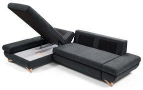 Rozkladacia rohová čalúnená sedacia súprava AVESTA do tvaru L, s úložným priestorom, ľavá, antracit