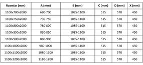 Mexen Velar L, sprchový kút s posuvnými dverami 110 x 100 cm, 8mm číre sklo, zlatá matná, 871-110-100-03-55