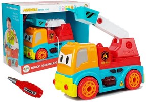 LEAN TOYS Hasičské auto na skrutkovanie DIY - farebné