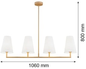 Argon 1828 - Luster na tyči SAFIANO 4xE27/15W/230V zlatá
