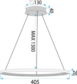 Toolight Toolight, LED stropné svietidlo 40cm, 24W, 3000K, LHJ011-CP, čierna, OSW-60006