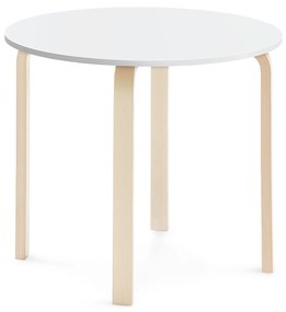 Stôl ELTON, Ø 900x710 mm, laminát - biela, breza
