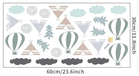 Samolepka na stenu "Teepee a obláčiky" 8 - 9 cm