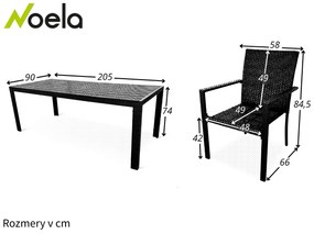 Noela Záhradný jedálenský set Viking XL + 6x ratanová stolička Wicker Pat