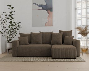 Rohová sedačka Denia (P) (tmavohnedá). Akcia -20%. Vlastná spoľahlivá doprava až k Vám domov. 1133112