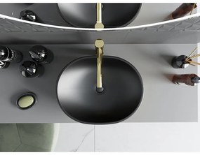 Mexen Viki, umývadlo na dosku 48x35x14 cm, čierna matná-zlatý vzor, 21054878