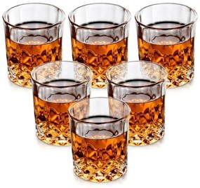 Sada šiestich sklenených pohárov Whiskey