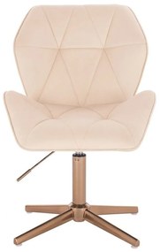 LuxuryForm DESIGN Stolička MILANO MAX VELUR na zlatom kríži - krémová