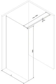 Mexen Kioto, sprchová zástena 50x200 cm, 8mm číre sklo, profil ružové zlato, 800-050-101-60-00