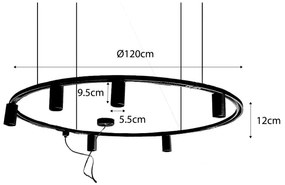 Moderný závesný koľajnicový systém svietidiel so 6 reflektormi biely 1-fázový GU10 50 mm - Iconic Ruby Honey