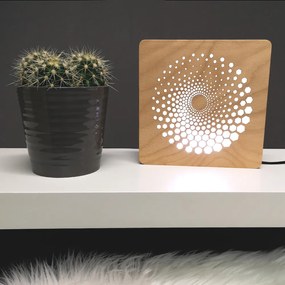 AMADEA Drevená lampička s motívom špirály, veľkosť 20 cm, s LED osvetlením s trafom na 12V