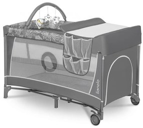Lionelo - Cestovná postieľka FLOWER Sivý kameň