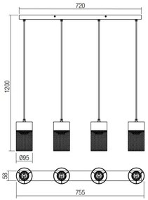 Redo 01-3143 - Luster na lanku STEM 4xE27/42W/230V