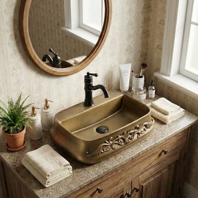 Rea Castel, umývadlo na dosku 530×380×140 mm, antický bronz, REA-U3508